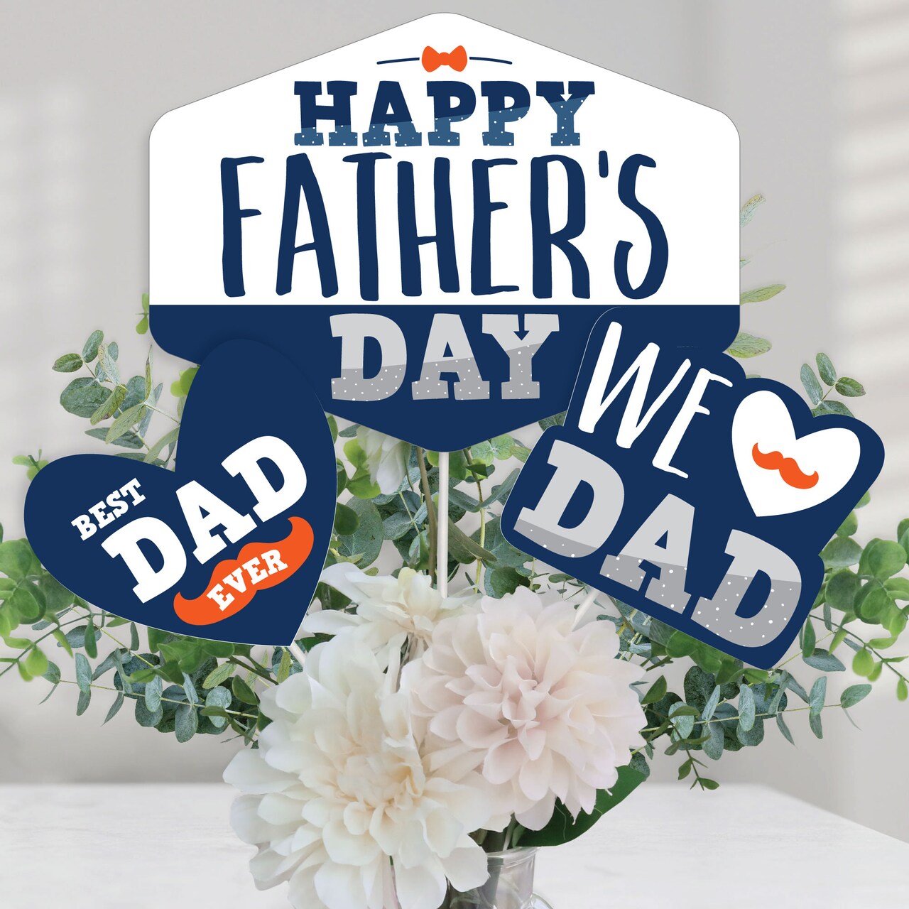 Big Dot of Happiness Happy Father's Day - We Love Dad Party Centerpiece Sticks - Table Toppers - Set of 15